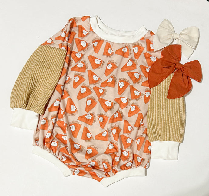 LS Tshirt Romper: Pumpkin Pie: 18/24m