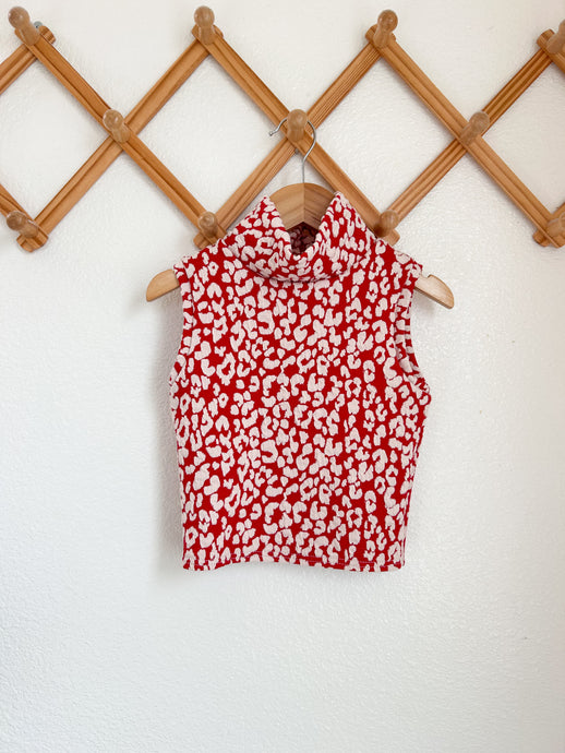 Mock Neck Tank: Red Leopard/ Ivory: 3T