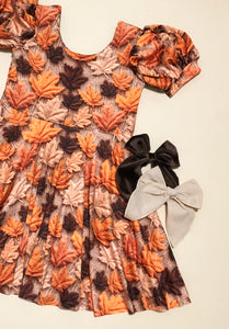 Puff Sleeve Dress: Leaves: 4T
