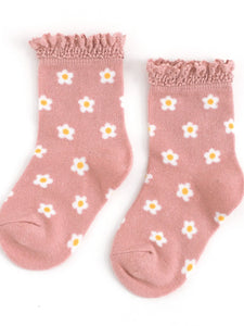 Lace Midi Sock: Blush Flowers