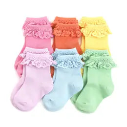 Pastel Lace Midi Sock: 6 pack